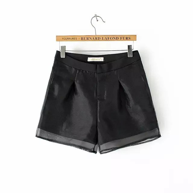 RMG21 Fashion Summer Ladies' elegant Candy Color Organza Patchwork Zipper shorts quality casual shorts