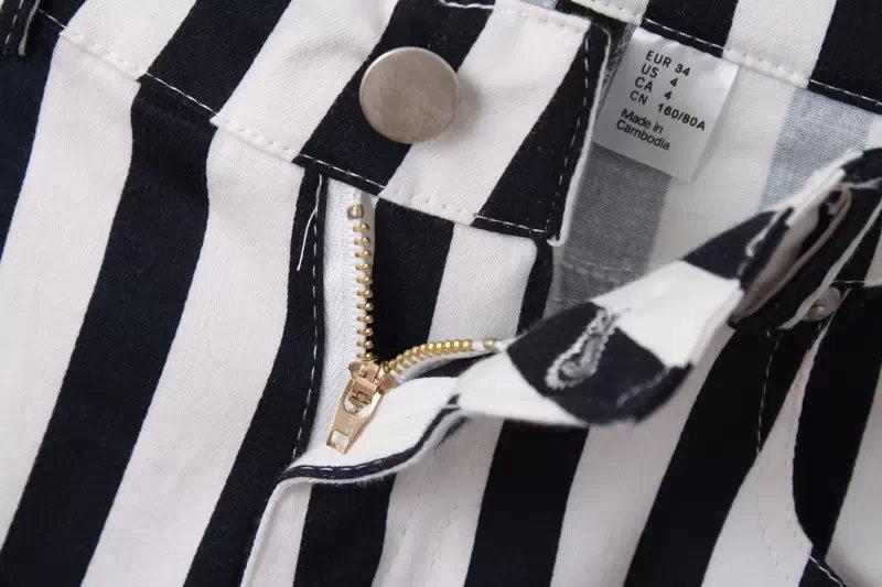 XC24 Fashion women Elegant Stripe Print pockets trousers Plus Size pencil pants casual slim brand design
