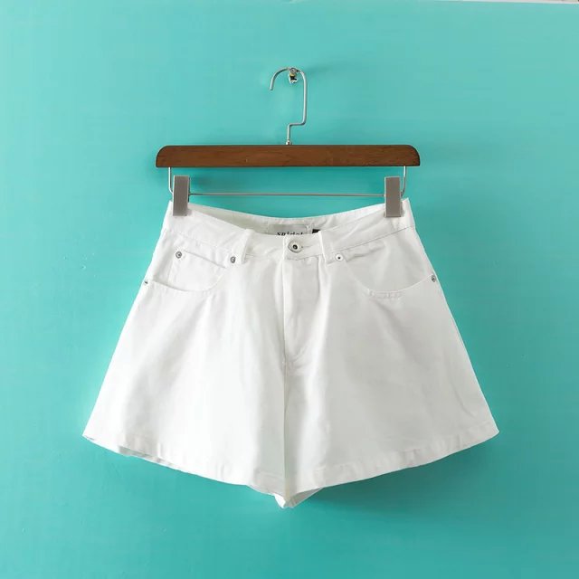 XD82 Fashion Summer Women Denim Blue Zipper pocket Casual loose Plus Size brand design Flare Shorts