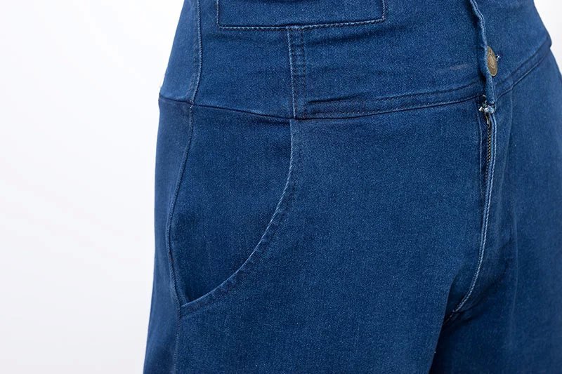 XD19 Fashion Summer Women Blue Elastic High Waist pocket shorts casual slim brand design shorts