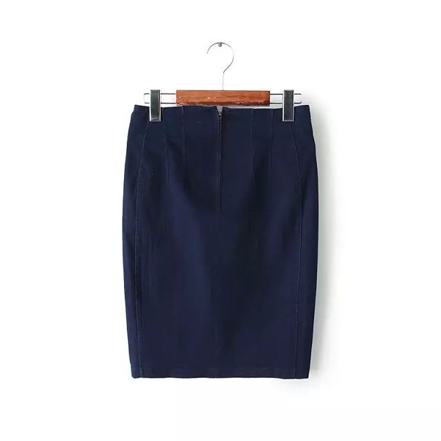 Tc11 Fashion Summer Women Stretch Dark Blue Denim Pencil Skirt Vintage Casual Plus Size Mini Jeans Skirts Short Saia