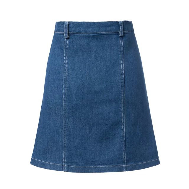 XD46 Fashion women vintage Button Blue Denim A-Line Skirts casual quality Plus Size skirt