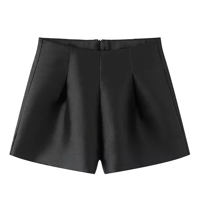 SB02 Fashion Summer Ladies' elegant pocket satin High Waist shorts quality casual slim shorts
