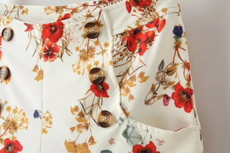 OZ68 NewFashion Women High Waist Elegant Floral Print Zipper Pockets Causal brand designer Shorts