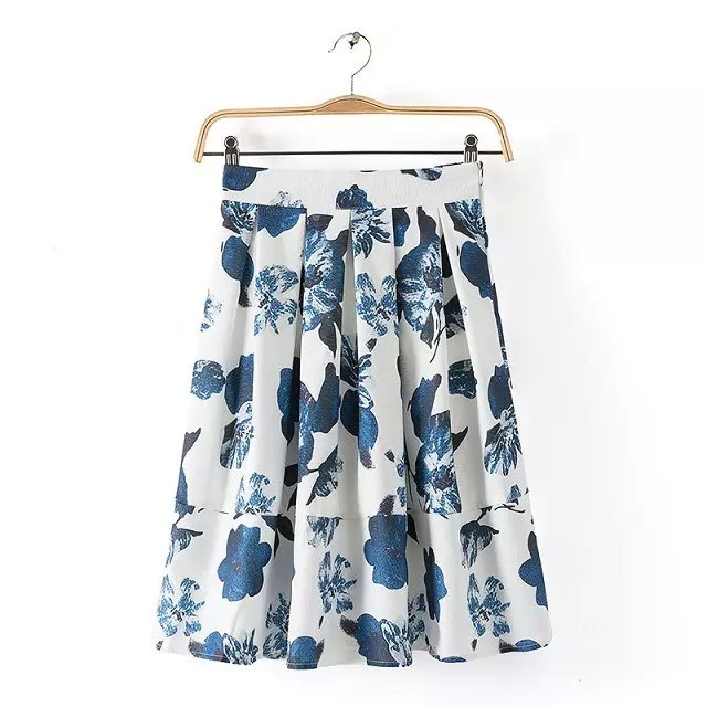 SB19 Fashion Summer Women Elegant pleated Floral print zipper Skirt casual brand designer skirts