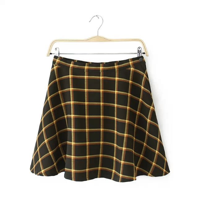 AZ09 Fashion Women Elegant classic plaid print mini skirts vintage zipper Skirts casual slim brand skirts