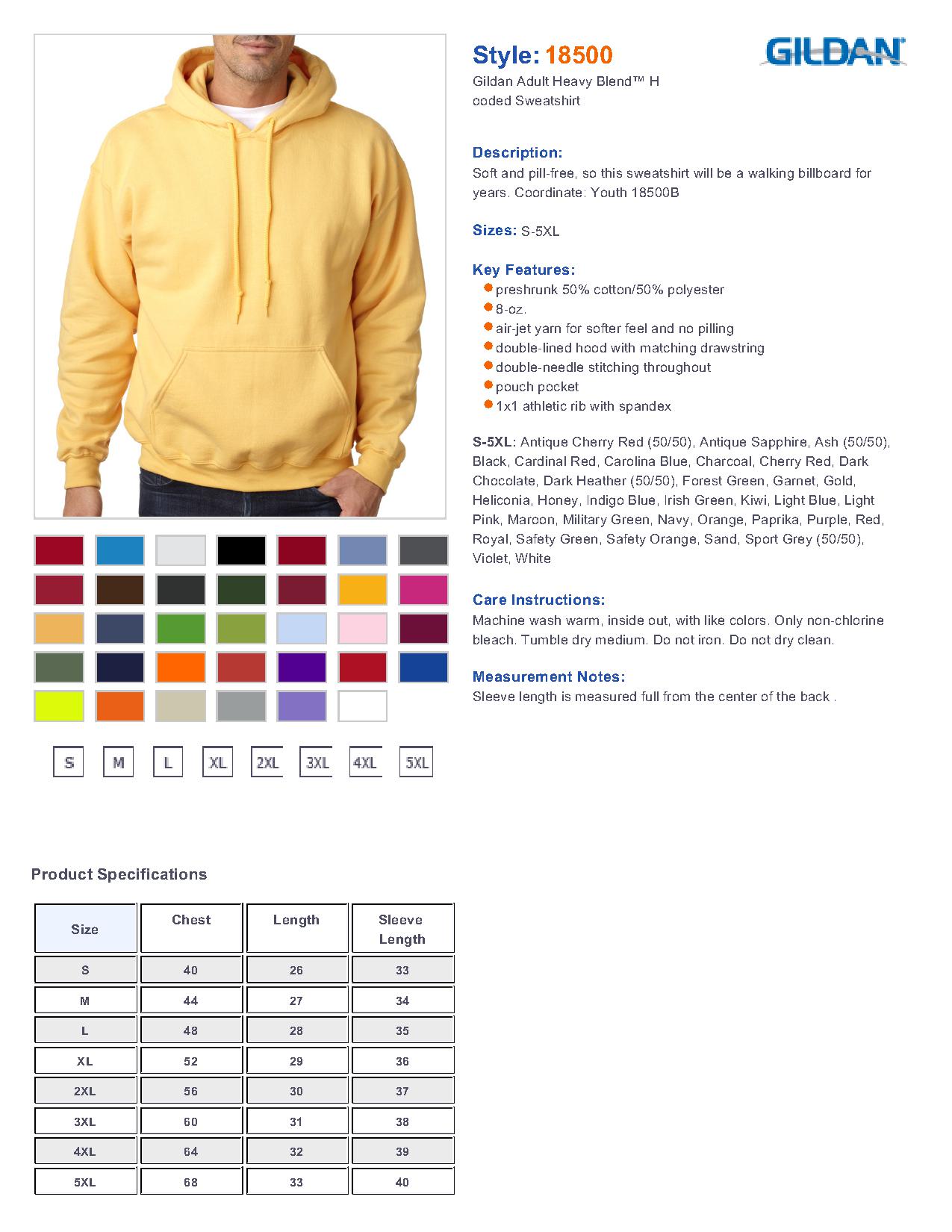 Image result for gildan hoodies size chart