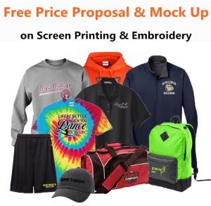 Free Price Proposal and Mock Up on Screen Printing and Embroidery from NYFifth