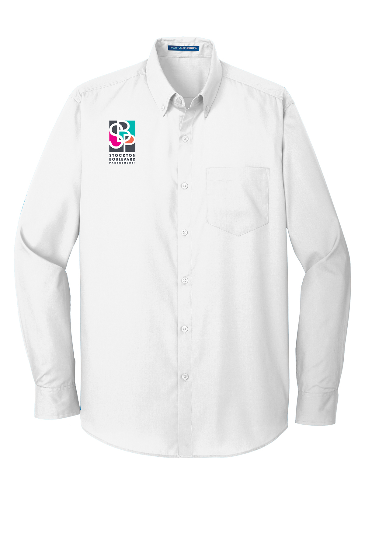 custom design of Port Authority W100 - Men's Long Sleeve Carefree Poplin Shirt