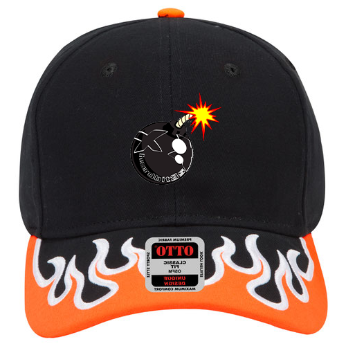 custom design of Flame pattern visor brushed cotton twill two tone color six panel low profile pro style caps