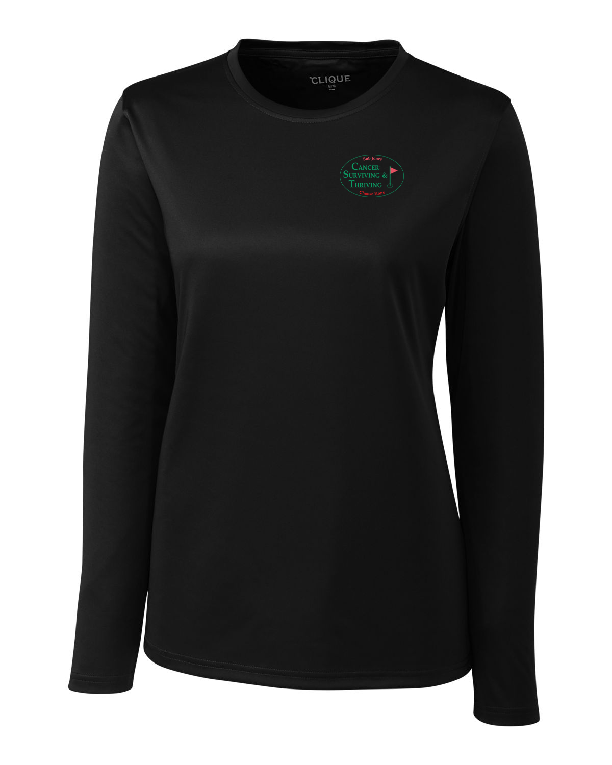 custom design of CUTTER & BUCK LQK00067 - Clique Spin Eco Performance Long Sleeve Womens Tee Shirt