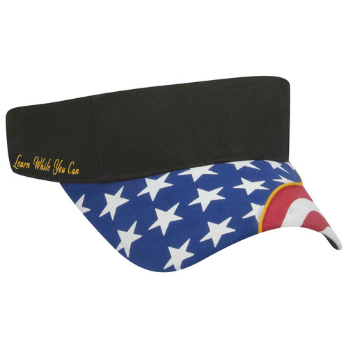 custom design of United States flag withyellow ribbon visor superior brushed cotton twill two tone color sun visors