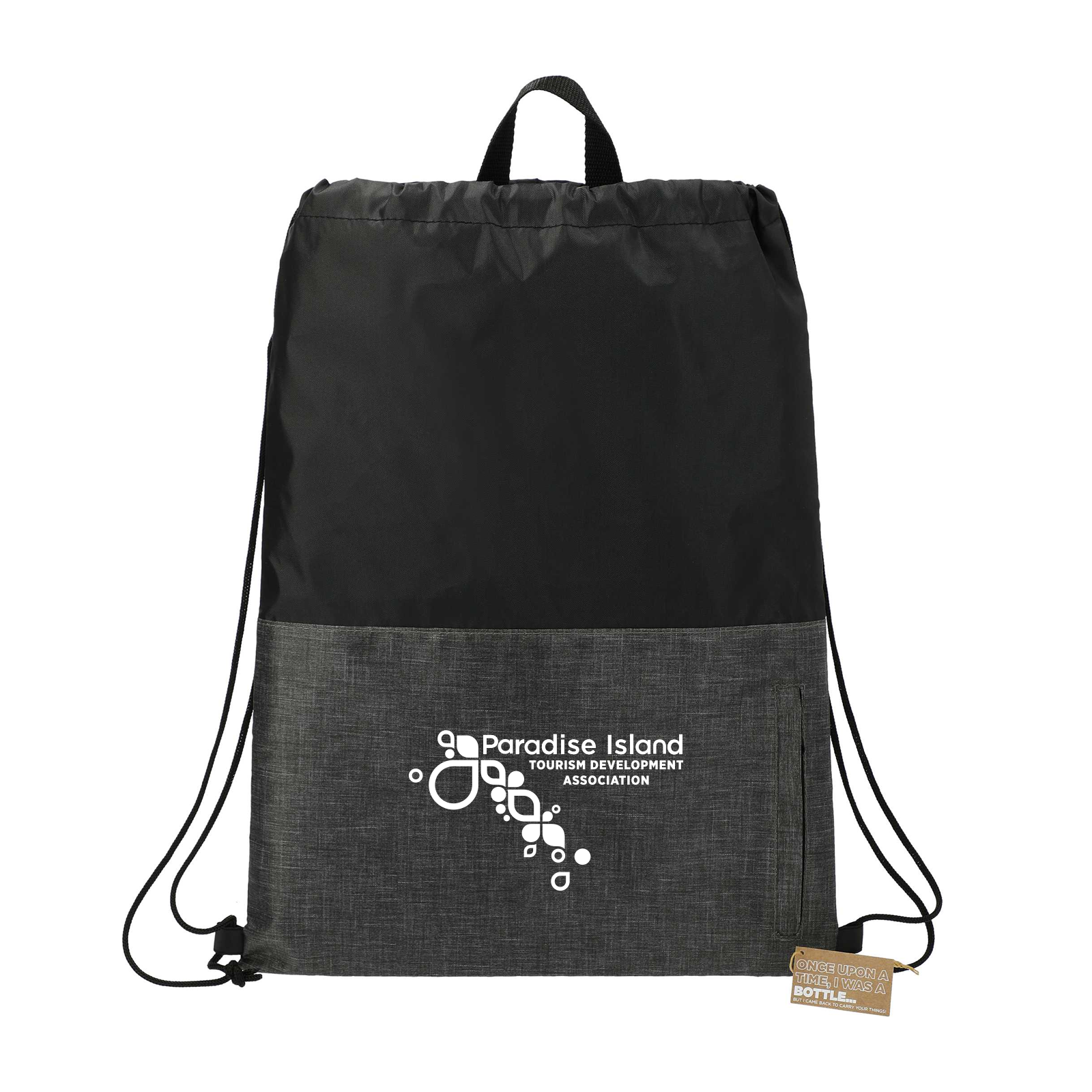 LEEDS 3005-41 - Ash Zippered Recycled Drawstring Bag