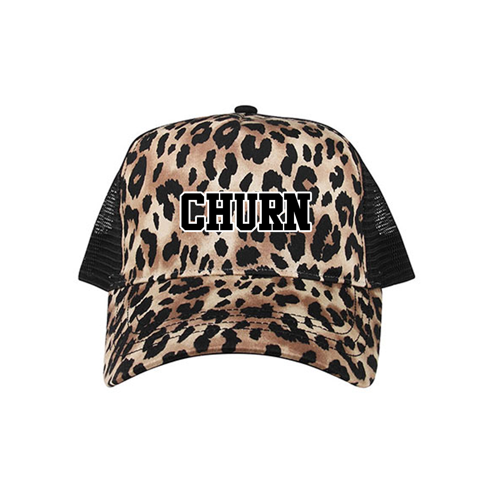 custom design of Mega Cap 6874 - Leopard Print Cap With Textured Leather Bill