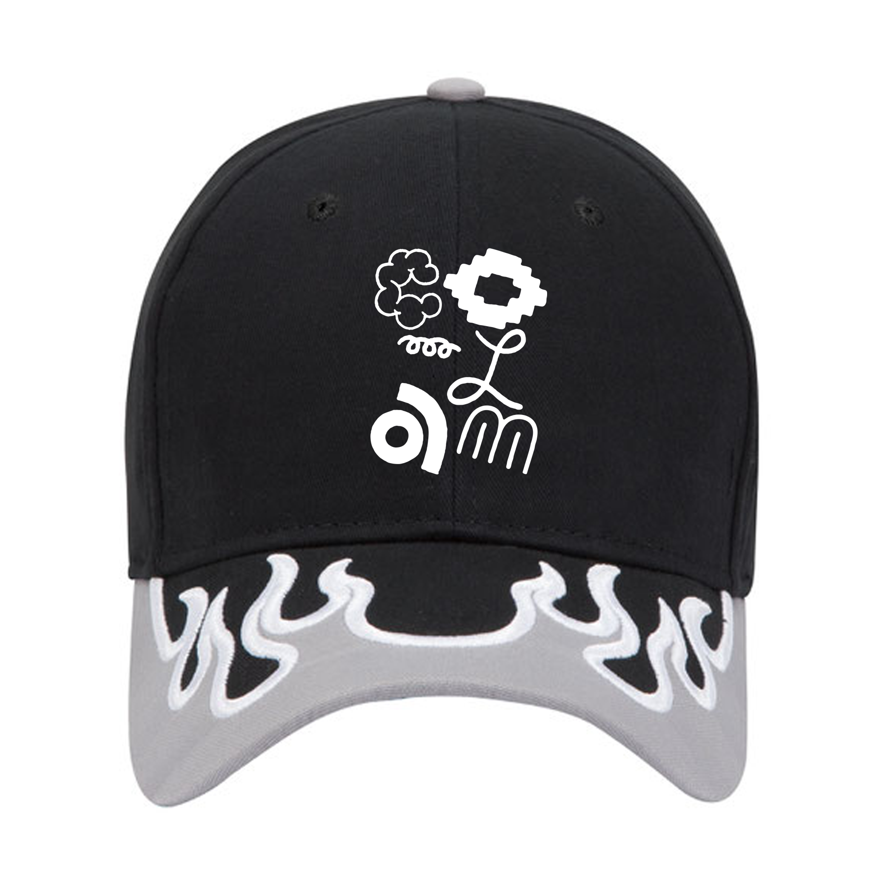 OTTO CAP 87-478 - 6 Panel Low Profile Flame Pattern Brushed Cotton Twill Baseball Cap With Sandwich Visor