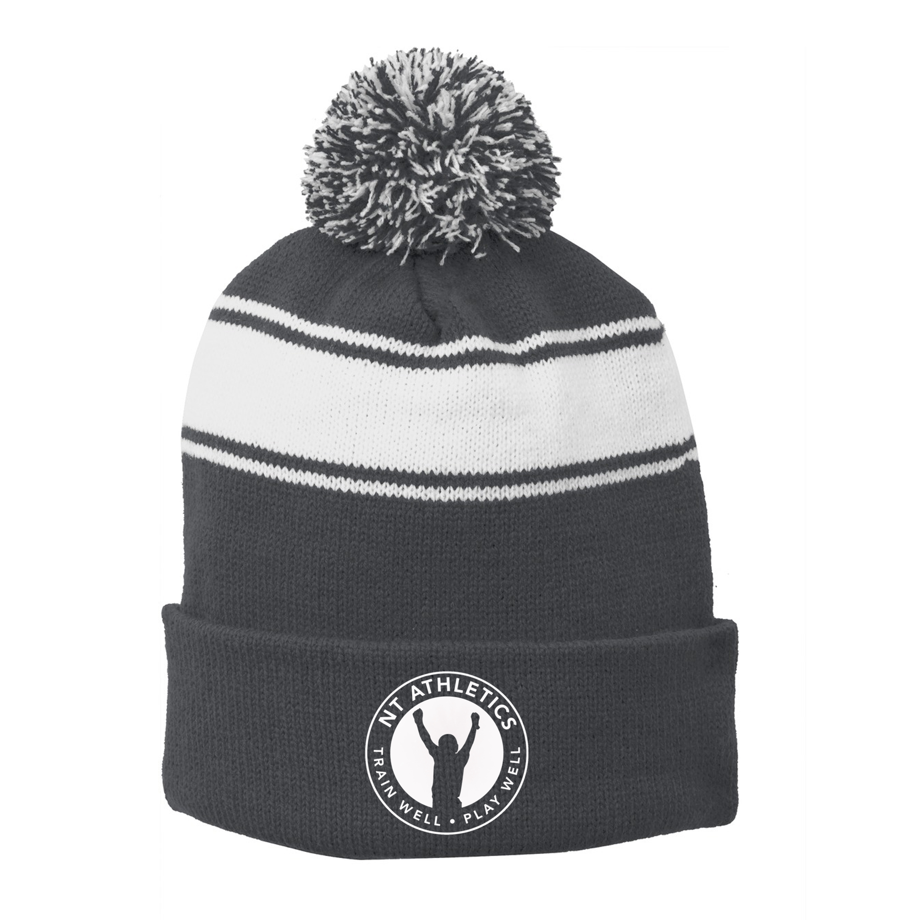 Sport-Tek  STC28 - Stripe Pom Pom Beanie