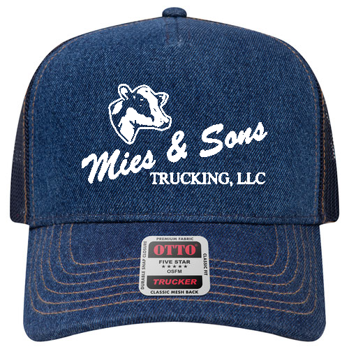 OTTO Cap 39-090 - Denim 5 Panel Mid Profile Mesh Back Trucker Hat