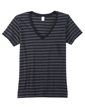 Anvil 8823 Ladies' Striped V-Neck T-Shirt