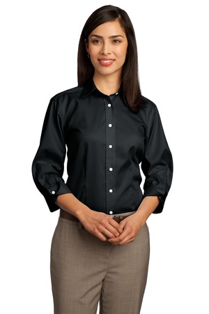 Red House® RH61 Ladies 3/4-Sleeve Dobby Non-Iron Button-Down Shirt
