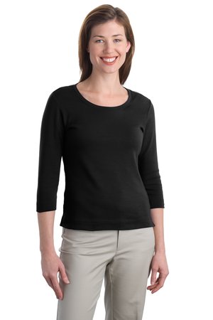 Port Authority® L517 Ladies Modern Stretch Cotton 3/4-Sleeve Scoop Neck Shirt