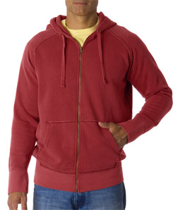 Chouinard 1564-Adult Heavyweight Garment-Dyed Frayed Full-Zip Blended Hooded Sweatshirt