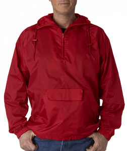 UltraClub 8925-Adult 1/4-Zip Hooded Pullover Pack-Away Jacket