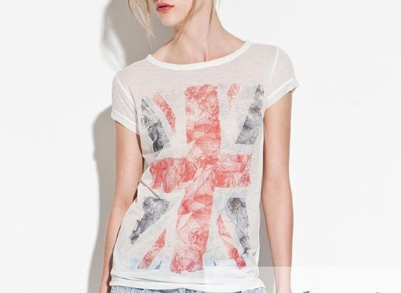 NEW FASHIONS 607926171 - Solid White Cotton T-Shirt with UK Flag Printed