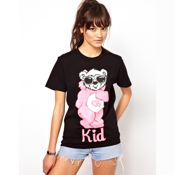NEW FASHIONS 918080147 - Womens O-Neck Cotton T-Shirt With Lovely Wearing Glass Bear Printed