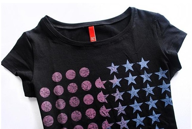 NEW FASHIONS 607128486 - Black T-Shirt with the United States Flag for Peach Style Printed