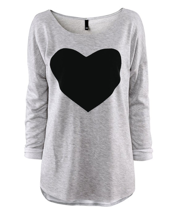 NEW FASHIONS 633460294 - Women's Long Sleeve T-shirt with Heart Printed ...