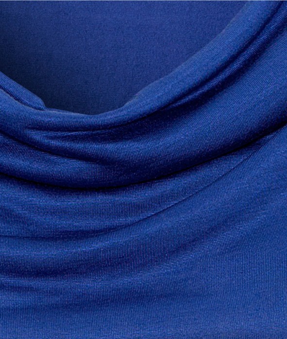 NEW FASHIONS 811938351 - Womens Blue Scoop Neck Sheath Fold T-Shirt