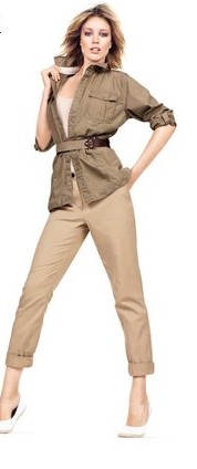 NEW FASHIONS 613808934 - Solid Cotton Leisure Pant For High Waist With Belt