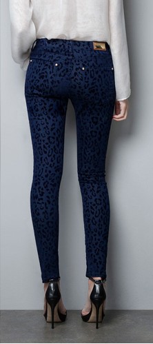 NEW FASHIONS 781756304 - Women's Skinny Pants With Blue Leopard Printed