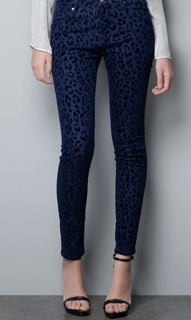NEW FASHIONS 781756304 - Women's Skinny Pants With Blue Leopard Printed