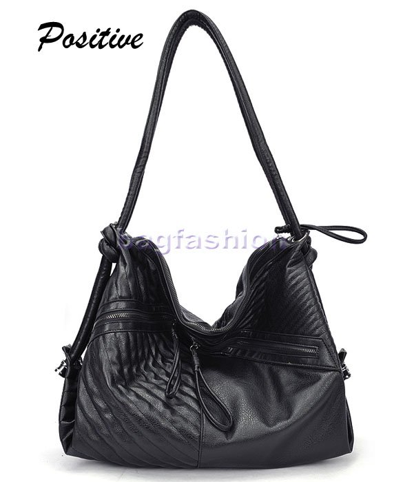 Bag Fashion 6293 - Stylish Bag Women Black PU Leather Handbag Shoulder ...