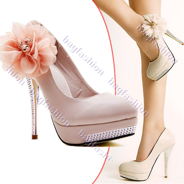 Bag Fashion 3789 - Sexy Women's Platform Pumps With Big Flower Stilettos For Wedding