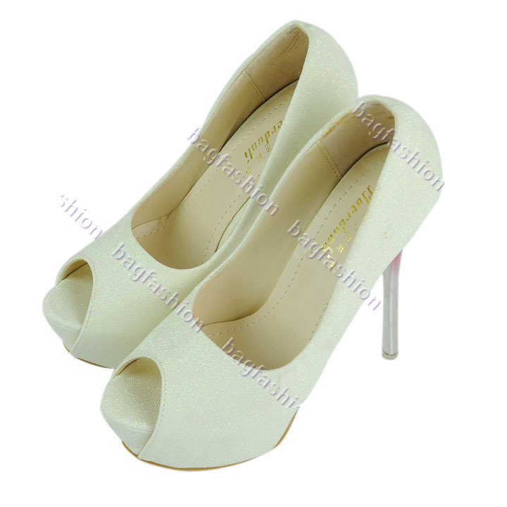Bag Fashion 16377 - Women's High Heel Party Club Glitter Platform Peep Toe Pumps