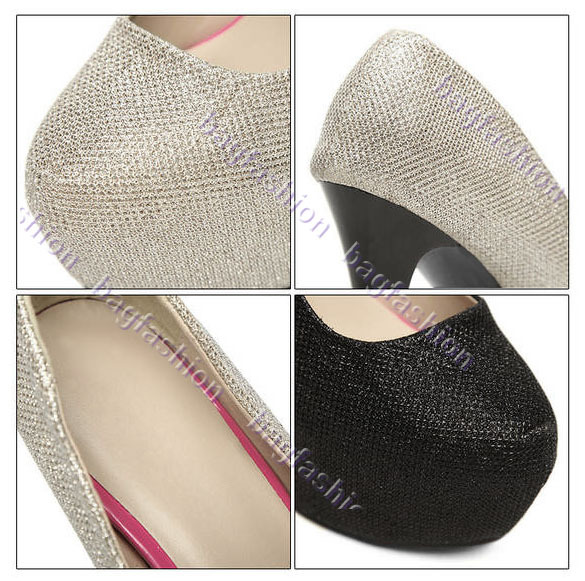 Bag Fashion 16409 - Women's Sexy Super High Heels With Paillette Decoration Party Platform Pumps