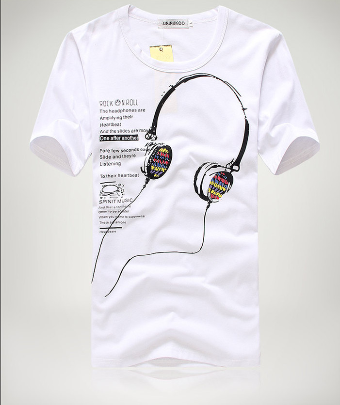 Cage Corner MTS196 - Mens Round Neck Cartoon Shirt With Earphone ...