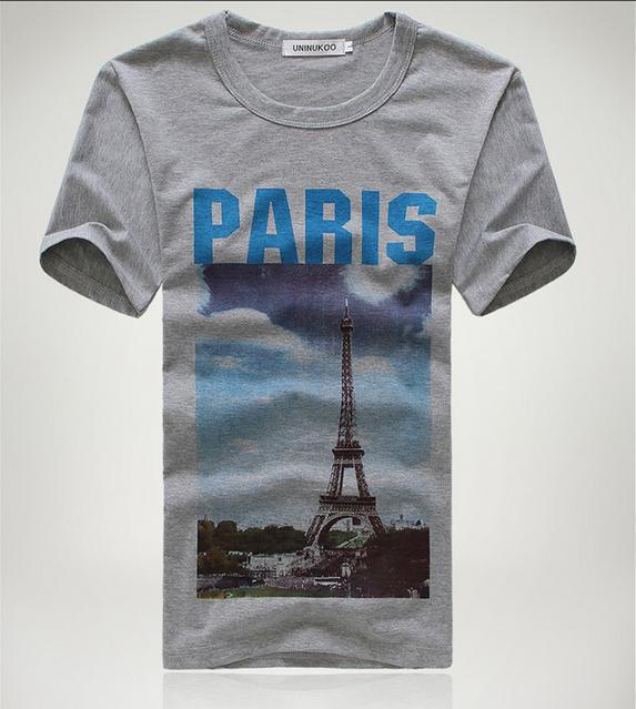 Cage Corner MTS219 - Men Crew Neck Shirt With Eiffel Tower Printed