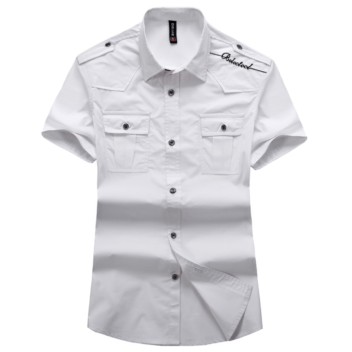 Cage Corner MCS014 - Men Turn-Down Collar Dress Shirt With Two Pockets ...