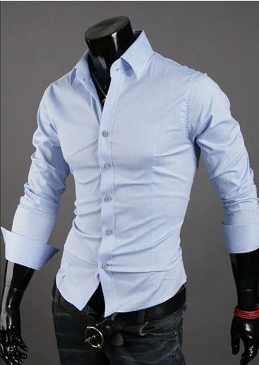 Cage Corner MCL004 - Men's Solid Color Long-sleeved Dress Shirts