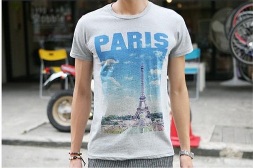 Cage Corner MTS219 - Men Crew Neck Shirt With Eiffel Tower Printed