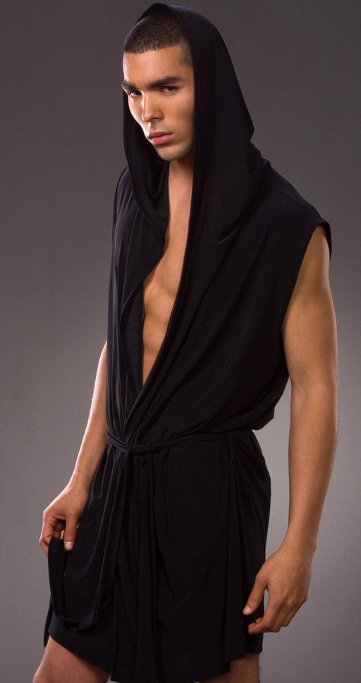 Cage Corner NSP001 - Men's Sleeveless Hooded Ultra-Thin Bathrobe