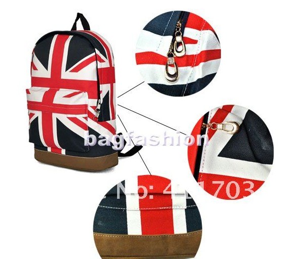 Bag Fashion 5691 - Unisex Canvas Handbag Teenager School Bag Campus Backpack UK US Flag