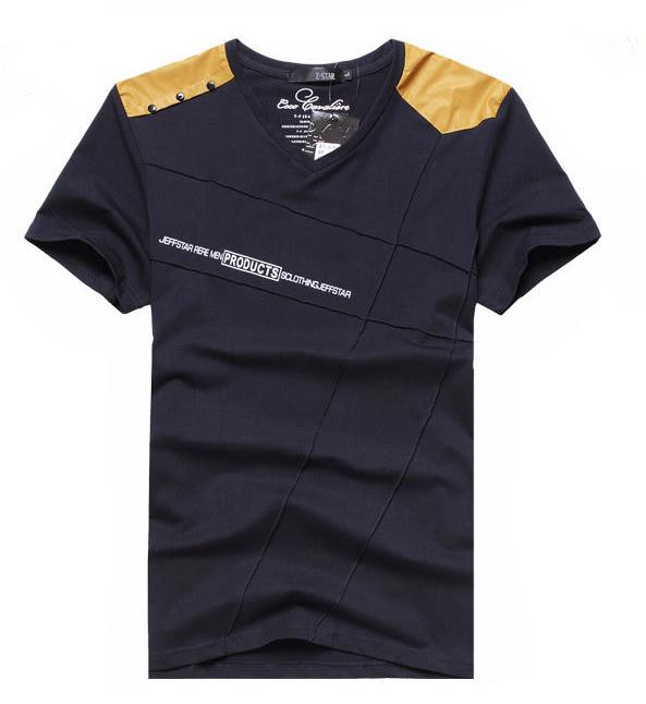 Cage Corner MTS179 - Men V-Neck Short Sleeve T-Shirt With Clinch Decoration