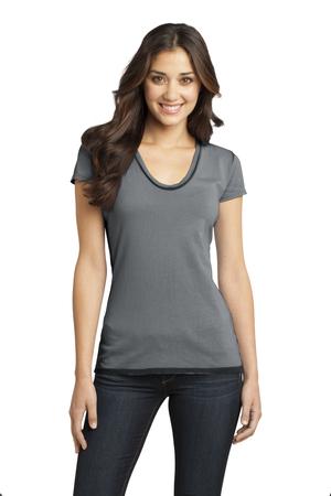 District - Juniors Faded Rounded Deep V-Neck Tee. DT2202