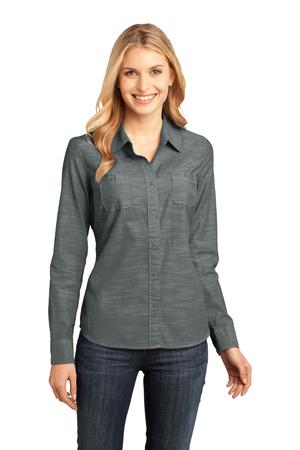 District Made - Ladies Long Sleeve Washed Woven Shirt. DM4800