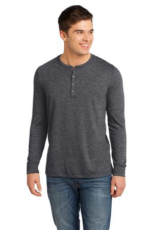 District - Young Mens Gravel 50/50 Long Sleeve Henley Tee. DT1401
