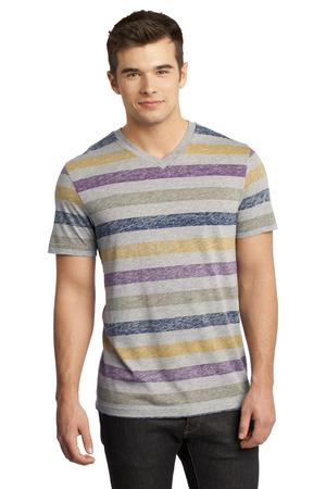 District - Young Mens Reverse Striped V-Neck Tee. DT129